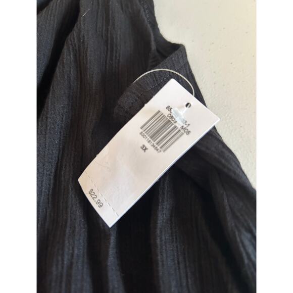 Old Navy Smocked Waist Top Blouse Women's 3X Black V-Neck Pullover - Picture 5 of 6